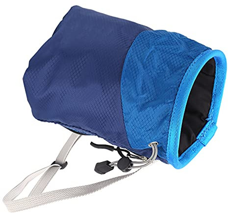 Outdoor Rock Climbing Chalk Bag with Side Storage Ring, Flannel Inside, Suitable for Rock Climbing, Weightlifting, Bouldering, 120g Nylon + Flannel Material (Blue)