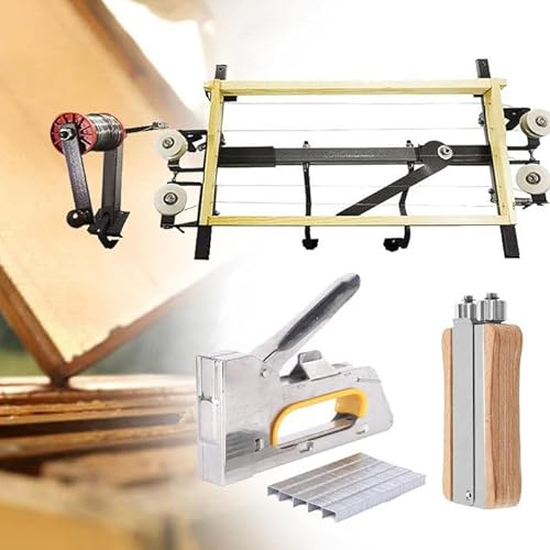 Beehive Nest Frame Pulling Wire Tool Set, Honey Frame Threading, Bee Frame Tensioning Tool Set with Stainless Steel Manual Wooden Nail Gun, Wire Tensioner and Bee Frame Fixing Tool