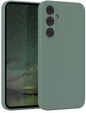 EAZY CASE Coque de protection en silicone pour Samsung Galaxy A35 - Vert - Souple - Résistant aux chocs - Avec protection de l'appareil photo - Fine - Protection en TPU - Bumper - Vert foncé