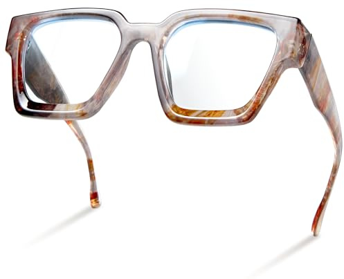 livho Oversized Blue Light Glasses for Woman - Rectangle Fashion Glasses for Computer, Chic Preppy Frame - Anti Eyestrain