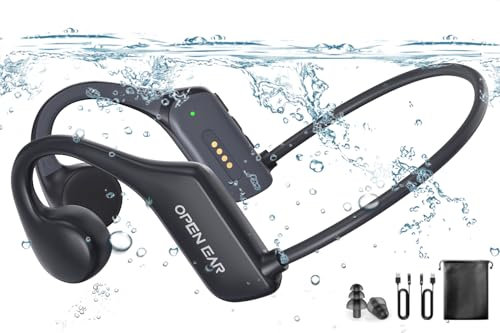Bone Conduction Headphones, IP68 Waterproof Swimming Headphones, Bluetooth 5.3 Open Ear Headphones, Built-in MP3 32G MP3 Player, Wireless Underwater Earphones for Swimming, Running, Cycling, Diving
