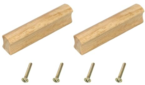 sourcing map 2Pcs Wood Drawer Pulls Handles with Screws Set 64mm/2.52 Hole Spacing Unfinished Beech Wood Cabinets Drawer Knobs Pull Handles for Kitchen Cabinets Dresser Furniture