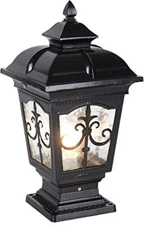 CWVYKNP Lámparas De Poste A Prueba De Agua, 1 Paquete, Faro De Columna Con Acabado En Oro Antiguo, Luz De Pilar De Jardín Rústico Para Granja, Luz De Pilar De Bolardo De Puerta Exterior Con Base