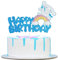 Blue Glitter Cartoon Birthday Cake Topping, Kids Birthday Cake Decoration (blue)