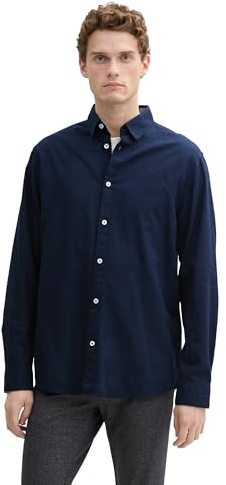 TOM TAILOR Fitted Kurzarmhemd mit Muster, Mint small Hexagon Design, XL