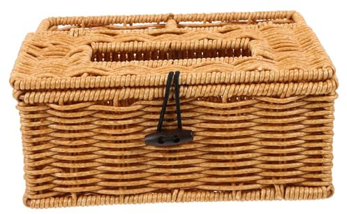 PHENOFICE Rustikaler Gewebter Taschentuchhalter Multifunktionale Aufbewahrung Für Tisch Und Bad Vintage Design DREI Fächer Für Tissue-Boxen Und Kleine Gegenstände