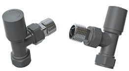 Manual Radiator Valves Anthracite Heated Tap15mm x 1/2 Angled Valve,with White Pipe Thread Seal Tape