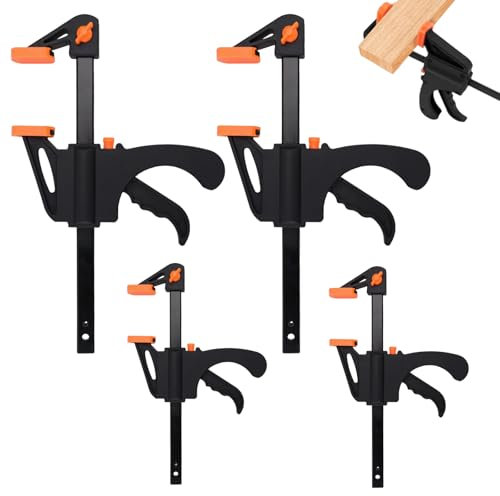 VZXZXE Juego de 4 abrazaderas de 150 mm, 300 mm, abrazadera de sujeción rápida, abrazaderas de sierra con una mano, juego de abrazaderas de sujeción rápida, abrazadera de resorte