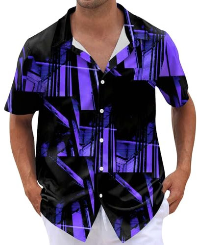 Chemise été Chemisette+pour+Homme Violet 4XL
