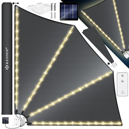 KESSER® Compartiments de balcon avec LED | Pliable avec support mural | 140 x 140 cm | Brise-vue pour balcon | Store latéral | Résistant aux intempéries | Avec accessoires | Anthracite