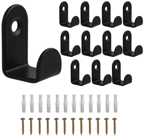 12 Ganchos De Abrigo Negros, Ganchos De Pared De Metal, Ganchos De Ropa Resistentes Para Atornillar, Para Dormitorio, BañO, Sala De Estar, Barra De Perchas Para Abrigos, Toallas Y Chaquetas