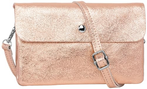 Caspar Mini Leder Umhängetasche Damen Clutch Crossbody Bag mit verstellbarem Schultergurt - CLASSIC LINE - Modell No.827 - Made in Italy