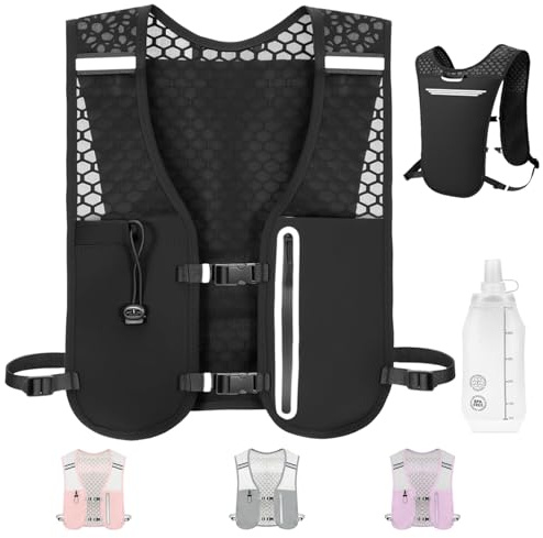 Kartoiy Running Vest Women with Water Bladder, Adjustable Running Hydration Vest Mens, Lightweight & Breathable Hydration Backpack for Trailrunning Hiking Marathon Cycling(Black)