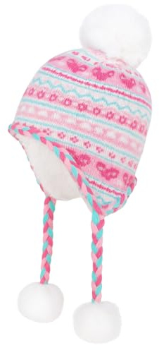 PinkSheep Barn vintermössa varm flicka beanie hatt med dekorativa tillbehör, mjuk känsla stickad hatt för barn ålder 4–14