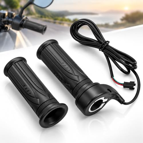 Hominas E-Bike Drehgasgriff 20X Elektrofahrrad Beschleunigungsgriff 12V-72V 3 Poliger Anschluss E-Bike Dreh Gashebel mit SM Stecker für 2,22 cm Lenker