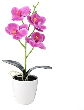 Honseadek Künstliche Orchideen im Topf mit Seidenblüten für Zuhause, Büro, Tischdekoration, Party, Garten und Hochzeit, Tafelaufsatz, Orange-Rot (D)