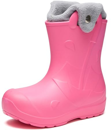 Ladeheid x Camminare Kinder Gummistiefel aus leichtem EVA warm gefüttert wasserdicht mit praktischem Griff und edlem Regenschirm-Relief für kalte Tage und Schnee LA-CA-21