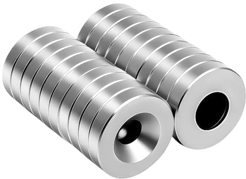 20 Stück Neodym Magnete Mit Loch 10 x 2.5 mm | Magnete Stark mit Loch, für Magnetplatte, Küche, Kühlschrank, Whiteboards, Büro, Werkzeugraum, DIY Model, Holzhandwerk