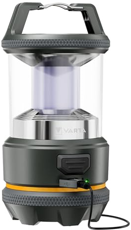 VARTA Outdoor Laterne L20R - wiederaufladbare LED-Laterne mit 420 Lumen, bis zu 44 Stunden Leuchtdauer, IP54 Schutz, USB C, für Camping, Trekking und Notfälle