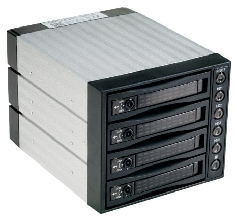 FANTEC 2052.0 Backplane/Aluminium Gehäuse für Festplatte, 4X 8,9 cm (3,5 Zoll) schwarz