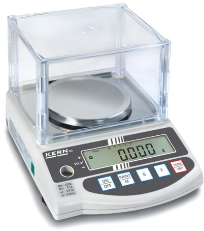 KERN Präzisionswaage WE 620-3NM (Justierprogramm CAL, Stabiles Temperaturverhalten, mit Windschutz, digitale Waage, Waage) EW 620-3NM