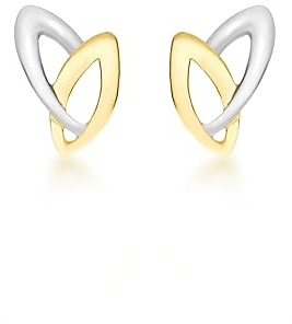 CARISSIMA Femmes 9 ct Or Bicolore Boucles Clous Double Marquise