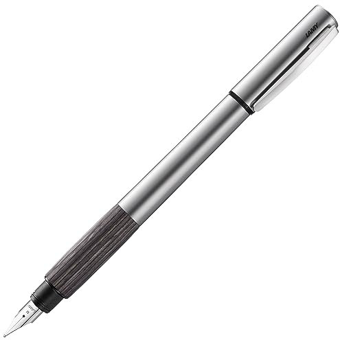 LAMY accent Füllhalter 096 – Füller aus Aluminium mit austauschbarem Griffstück aus braunem Holz und Stahlfeder – Fed...