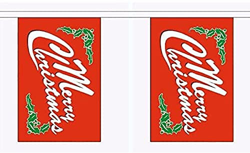 AZ FLAG Guirnalda 9 Metros 30 Banderas Feliz Navidad 21x15 cm - Bandera La Navidad - Merry Christmas 15 x 21 Cm - Banderines