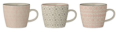 Bloomingville Tasses à café Cécile, Rose et Gris, 3 pièces