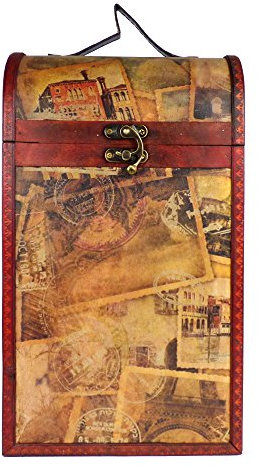 Luxury 2 Bottle Vintage Style Wooden Box, Approximate Dimensions 13 x 36 x 21 cm,. Great idea for storage - Gift idea for Christmas, Birthday, Trinkets, Keepsakes