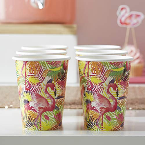 Ginger Ray Tropical Themed Paper Becher, 8 Stück, Flamingo
