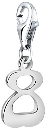 Nenalina Zahl 8 Geburtstag Karabiner Charm Anhänger für Bettelarmband aus 925 Sterling Silber 713263-000