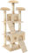 tectake® Tiragraffi per Gatti con Casette, Tiragraffi Gatto con Piattaforme e Colonna Grattatoio, Albero per Gatti Altezza 170 cm, Torre Gatti per Interni, Casa per Gatti - Beige