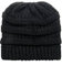 JewelryWe Strickmütze Winter Mütze Damen Pferdeschwanz Wintermütze Strick Frauen Warme Gestrickt Beanie Mütze Hut mit Zöpfen Loch Schwarz
