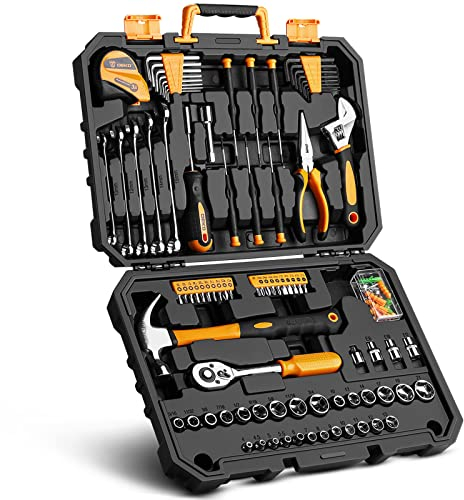 Set di utensili da 128 pezzi - Kits di attrezzi per uso domestico generico, set di strumenti di riparazione automatica, con custodia di plastica per attrezzi
