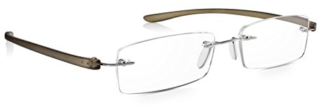 Read Optics Lesebrille 3,0, hochwertige randlose Brille, stylisches rechteckiges Design in Grau für tägliches Tragen