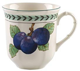 Villeroy & Boch French Garden Modern Fruits Jumbo Mug Plum, 480 ml, Premium Porcelain, White/Coloured