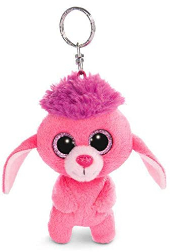 NICI 45549 Glubschis Schlüsselanhänger Pudel Mookie 9cm, große Glitzeraugen, Plüschtier mit Schlüsselring, pink/lila