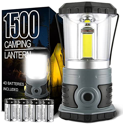 LED Camping Lantern Battery Powered 1500 Lumen COB Camping Light 4D Batteries(Included) Perfect for Camp Hiking Emergency Kit