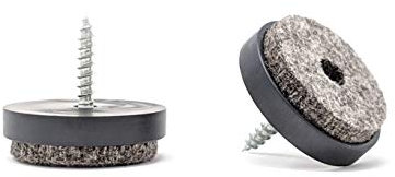 Keay Vital Parts Felt Furniture Gliders Screw in Chair Sofa Feet Pads Black, 28mm, Free 2mm Drill Bit Quality Floor Protectors (Pack of 16)