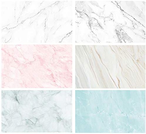 Flat Lay Backdrops Marble Photography Backgrounds Paper 3 Pack Kit 22x34Inch/ 56x86cm Double Sided Photo Props Rolls for Food Product Jewelry Tabletop Blog Pictures, 6 Pattern…