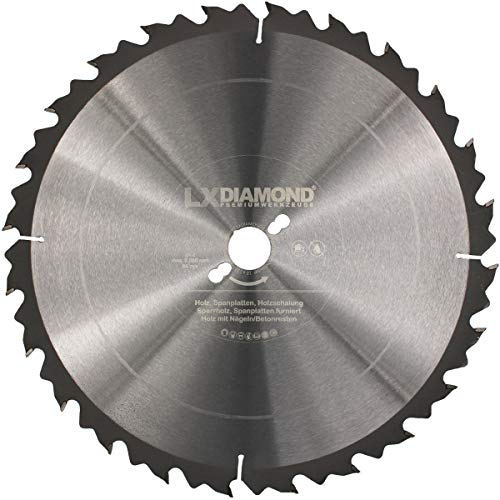 LXDIAMOND HM Hartmetall Kreissägeblatt 450mm x 30,0mm Z36 Premium Sägeblatt Nagelfest Trapezzahn für Bauholz zum Sägen mit Wippsäge Tischkreissäge Kreissäge Kappsäge Brennholzsäge Tischsäge 450 mm