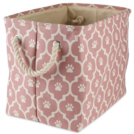Bone Dry Lattice Paw Print, Cotton, Rose, Medium Rectangle
