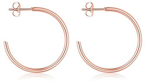 day.berlin Damen Creolen Round in Rosegold 18k vergoldet, Ohrringe 25mm Durchmesser 2mm stark, 316L Edelstahl Creole 2,5cm, nickelfrei & wasserfest