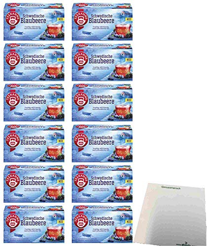 Teekanne Schwedische Blaubeere 20 Teebeutel 12er Pack (12x45g Packung) + usy Block