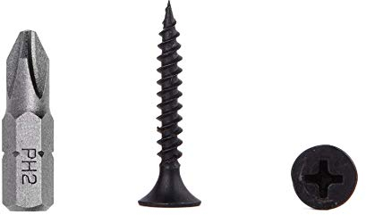 Confezione da 500 viti per cartongesso in acciaio al carbonio fosfato nero, 3,5 x 25 mm, filettatura fine, con testa Phillips, per il fissaggio di cartongesso (500, 3,5 x 25 mm)