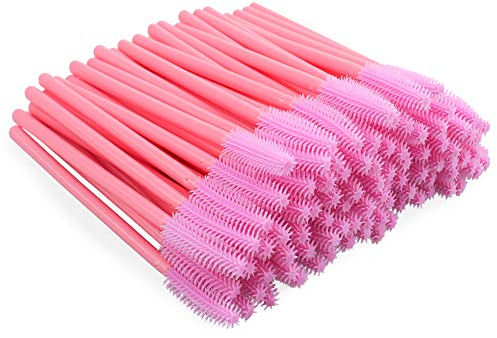 G2PLUS 100 Stk Silikon Wimpernbürste - Einweg Mascara Zauberstäbe - Rosa Mascara Augen Make Up Tools