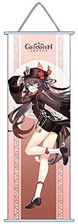 Anime Game Scrolls Poster Keqing Venti Xiao Klee Hu Tao Cosplay Wandposter für Sammlung Heimdekoration 70x30 cm