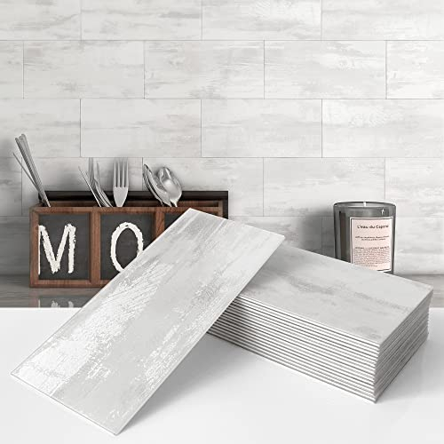 VAOVI Grande metropolitana autoadesiva piastrelle da parete per bagno, cucina adesivi per piastrelle in marmo doccia pannelli impermeabili 100 x 200 mm (23 piastrelle, grigio nebbia)