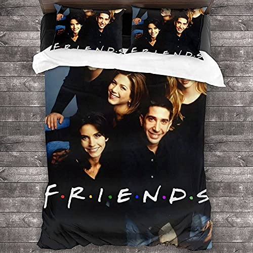ANSSON Friends Bettwäsche 135x200 Set,Central Perk Bettwäsche Einzelbettbezug Weiche Mikrofaser 1 Bettbezüge und 2 Kissenbezug (135x200cm+80x80cmx2, Friends5)